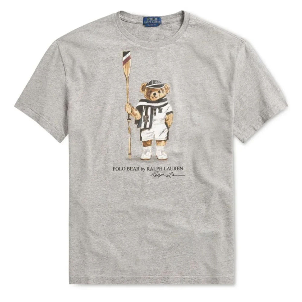 POLO RALPH LAUREN GRAY SHORT SLEEVE CLASSIC FIT BEAR CREW T-SHIRT - Picture 1 of 8